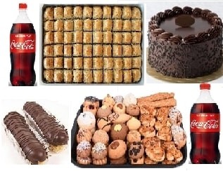 Ekonomik Misafir Menüsü Yaş Pasta Baklava Ekler Kuru Pasta ve Kola Seti Samsun pasta