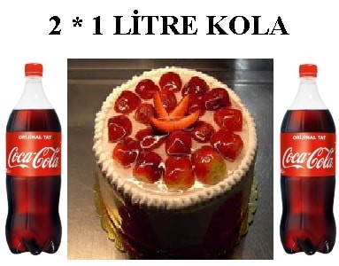 Gerçek Çilekli Yaş Pasta ve 2x1 Lt Cola Paketi Samsun pasta